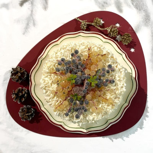 Gien Filet Noel Тарелка для торта, диаметр - 31,7 см, цвет - белый, зеленый, красный