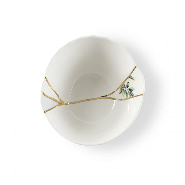 Seletti Kintsugi Фарфоровая пиала, диаметр - 11,5 см, цвет - белый, синий, золотой