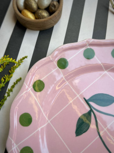 Bitossi Home Quadri Десертная тарелка с декором Pink (вишня), диаметр - 22,5 см, цвет - розовый