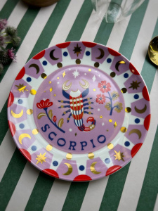 Bitossi Home L’Astrologia Тарелка для канапе или хлеба с декором Scorpio, диаметр - 16,5 см