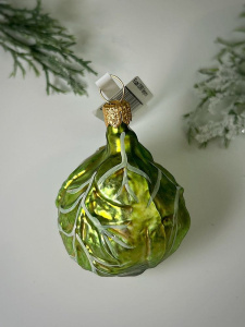 Kruzel Стеклянная елочная игрушка ручной работы Капуста брюссельская - 7 см