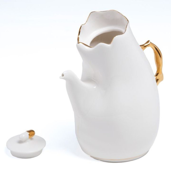 Seletti Meltdown Фарфоровый заварочный чайник, размеры: 20х18,5х23h см, цвет - белый, золотой