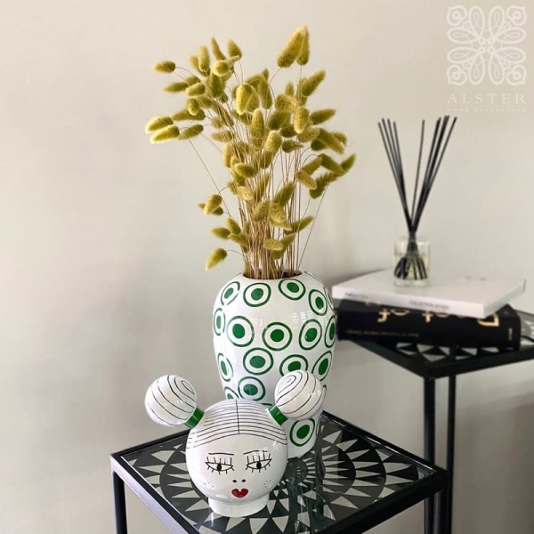 Seletti Le Canopie Декоративная ваза с крышкой Izumi, размеры: 17,5х17,5х36,5 см, белый, зеленый