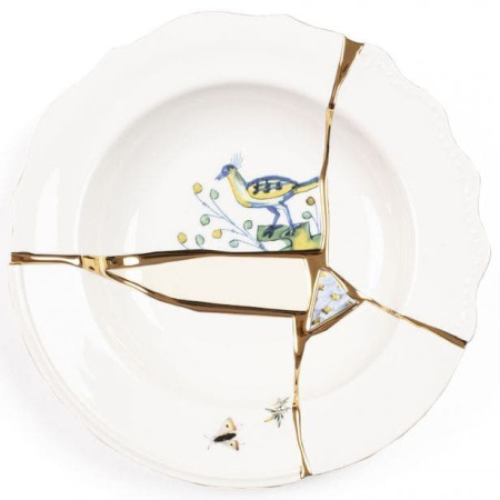 Seletti Kintsugi Тарелка для супа, диаметр - 22 см, цвет - белый, зеленый
