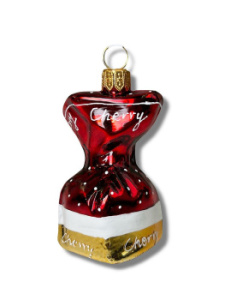 Kruzel Стеклянная елочная игрушка ручной работы Конфета с вишневой начинкой - 7,5 см, цвет - красный