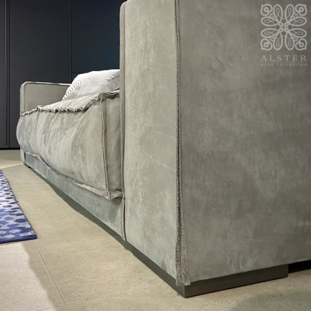 Baxter Budapest Soft Кожаный диван, 240х110х76 см, серый металлик/матовый