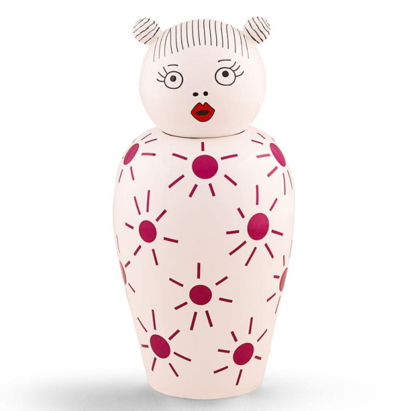 Seletti Le Canopie Декоративная ваза с крышкой Lula, размеры: 17,5х17,5х36,5 см, белый, розовый