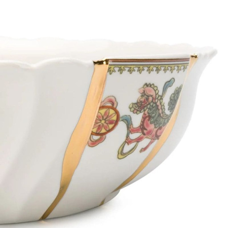 Seletti Kintsugi Салатник, 19x19x7,2см, белый/разноцветный/золотой