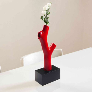 Qeeboo Korall Vase Декоративная ваза Коралл, размеры: 20,5 X 12,5 X 51,3h см, цвет - красный, черный