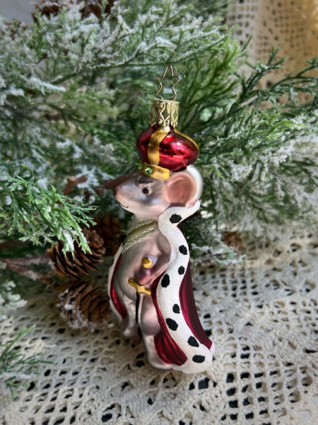 Inge Glas Стеклянная елочная игрушка Мышиный король, размер - 12 см