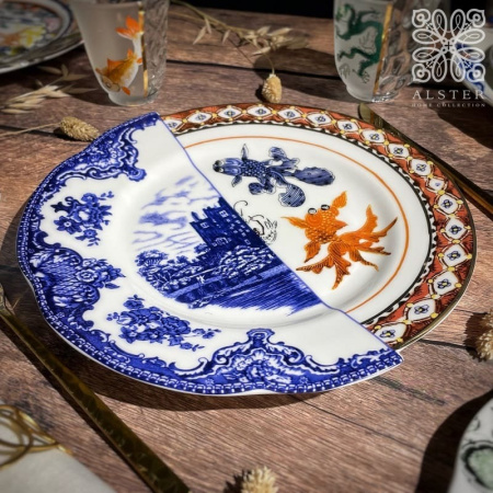Seletti Hybrid Тарелка для основного блюда Isaura, диаметр - 27,5 см, белый, синий, оранжевый