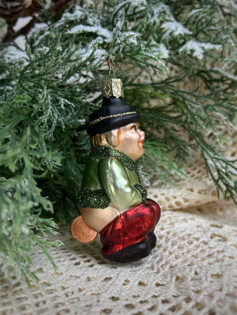 Inge Glas Стеклянная елочная игрушка Гном благополучия, высота - 10 см