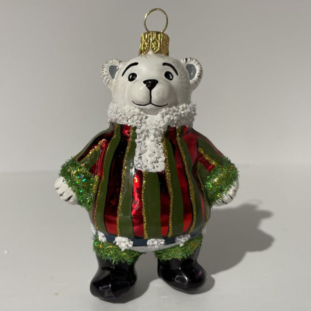 Mysteria Стеклянная елочная игрушка Плюшевый медвежонок, размеры: 6,5х3,5х9,5h см