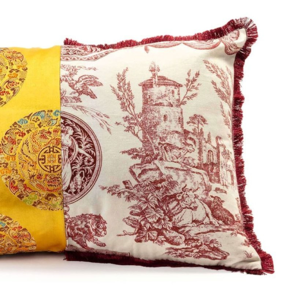 Seletti Hyrid Декоративная прямоугольня подушка Ottavia с кистями и бахромой, размеры: 50х35 см