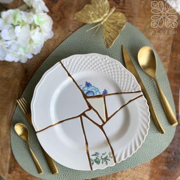 Seletti Kintsugi Тарелка для основного блюда, диаметр - 27.5 см, цвет - белый, голубой, золотой