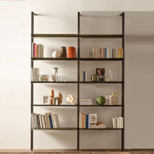 Fiam Remind Стеллаж со стеклянными полками, размеры: 213 х 40 х 260h см, цвет - бронзовый