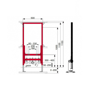 Tece Инсталяция для биде, 50х10.115,3 см