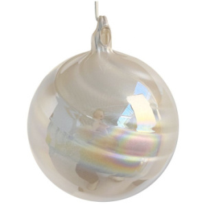 ShiShi Стеклянная елочная игрушка Перламутровый шар, диаметр - 12 см, цвет - белый