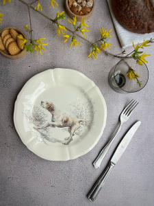 Gien Sologne Dogs Десертная тарелка с рисунком Pointer (Пойнтер), диаметр - 23,2 см