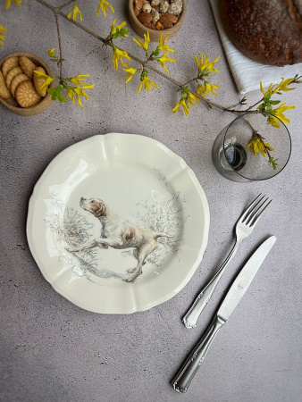 Gien Sologne Dogs Десертная тарелка с рисунком Pointer (Пойнтер), диаметр - 23,2 см