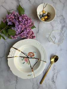 Seletti Kintsugi Суповая тарелка, диаметр - 22 см, цвет - белый, красный, золотой