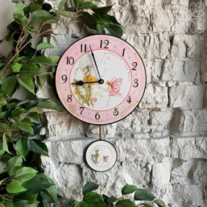 Roger Lascelles Настенные часы с маятником "Фея", 28 см, розовый