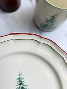 Gien Filet Noel Тарелка для основного блюда, диаметр - 26 см, цвет - белый, зеленый, красный