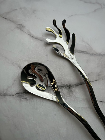 Alessi Mediterraneo Набор из 2 сервировочных ложек для салата, длина - 27,5 см, нержавеющая сталь