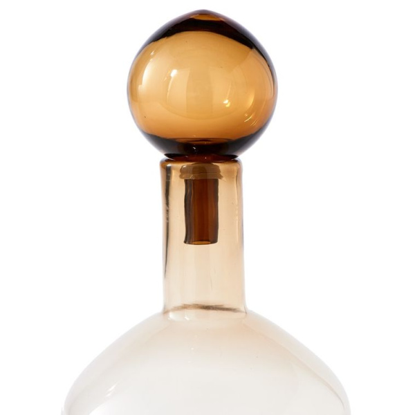 Pols Potten Bubbles & Bottles Chic Стеклянная бутылка с крышкой, 18х18х33h см, цвет- корич, янтарный