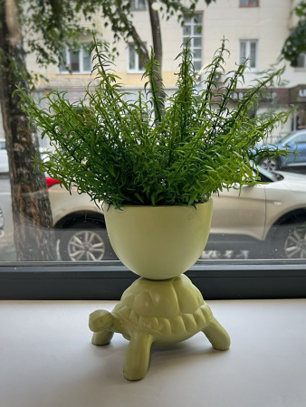 Qeeboo Turtle Carry XS Кашпо Черепаха, размеры: 21x15,5x22 см, цвет - оливковый