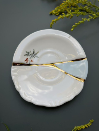 Seletti Kintsugi Фарфоровая кофейная пара для эспрессо, цвет - белый, синий, золотой