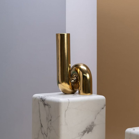 Pols Potten Yourtube Gold Керамическая ваза, размеры: 20х20х37h см, цвет - золотой