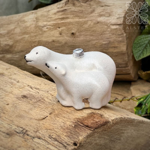 Inge Glas Magic Стеклянная елочная игрушка Полярная медведица с медвежонком, размер - 10 см