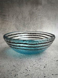 Pomax Vidro Стеклянная миска (тип 2), 12х4,5 см, цвет - голубой, прозрачный, черный