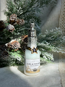 Inge Glas Стеклянная елочная игрушка с кристаллом Swarowski Бутылка Шампанского, 12,5 см, белый