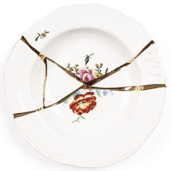 Seletti Kintsugi Тарелка для супа, диаметр - 22 см, цвет - белый, красный, золотой