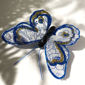 Goodwill Елочная игрушка на прищепке Бабочка, размер - 11 см, цвет - белый, синий