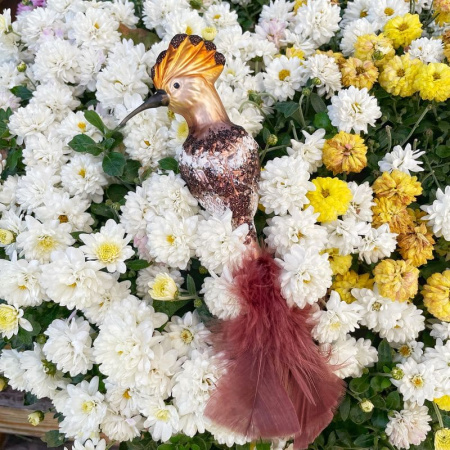 Inge Glas Стеклянная елочная игрушка Удод, размер - 11 см