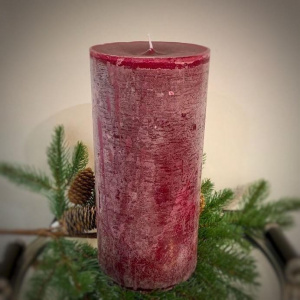 DekoCandle Декоративная круглая свеча, 12х25 см, красный