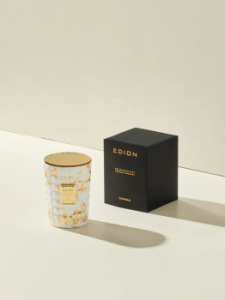 EDION Ароматическая свеча с ароматом №27 Cotton Harmony, вес - 300г, цвет - белый с золотом