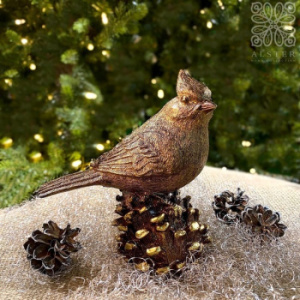 Goodwill Новогодняя фигурка "Птичка на шишке", 18 см, золотой