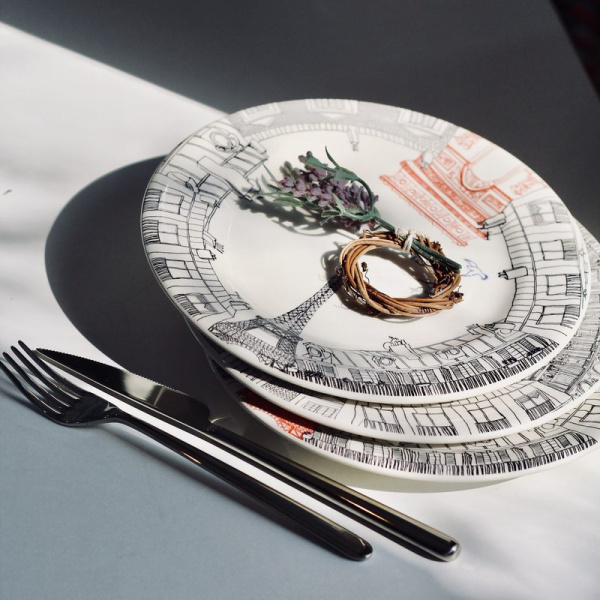 Gien Ca C'est Paris Десертная тарелка с рисунком Arc de Triomphe, диаметр - 22 см
