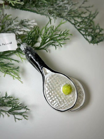 Kruzel Стеклянная елочная игрушка ручной работы Теннисные ракетки - 12 см