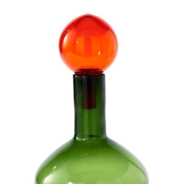 Pols Potten Bubbles & Bottles Chic Стеклянная бутылка с крышкой, 18х18х33h см, цвет- зеленый, оранж