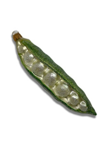 Kruzel Стеклянная елочная игрушка ручной работы Зеленый горошек - 13 см