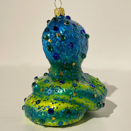 Impuls Стеклянная елочная игрушка Змея с кристаллами, размер - 8 см, цвет - синий
