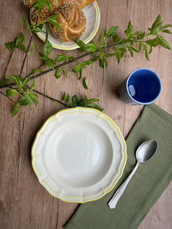 Gien Filet Citron Глубокая тарелка для супа, диаметр - 22,5 см, цвет - белый с лимонным кантом