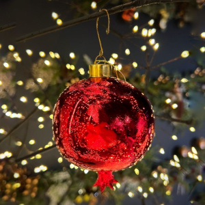 EDG Стеклянная елочная игрушка Гранат, диаметр - 10 см, цвет - красный