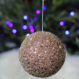 ShiShi Новогодняя елочная игрушка-шар со стразами, 10 см, розовый