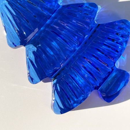 Гусь хрустальный Хрустальная фигурка Елочка, 6,4х10 см, цвет - васильковый (вертикальные полосы)